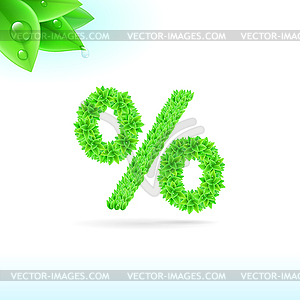 Sans serif font with green leaf decoration - vector clip art