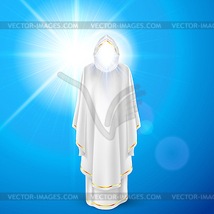 White angel against blue sky - vector clip art