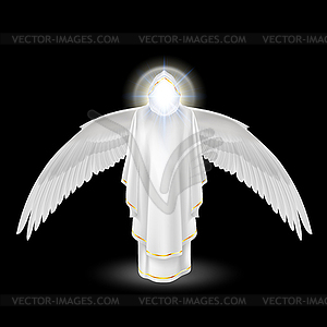 White angel on black - color vector clipart