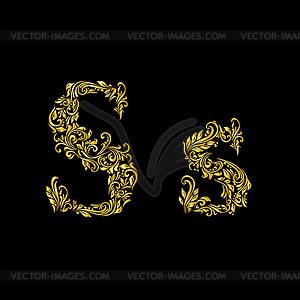 Decorated letter `s` - vector clipart