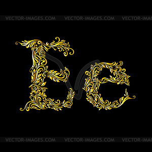 Decorated letter `e` in upper and lower case - vector image