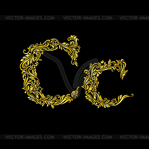 Decorated letter `c` in upper and lower case - vector image