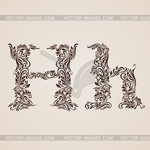 Decorated letter h - vector image
