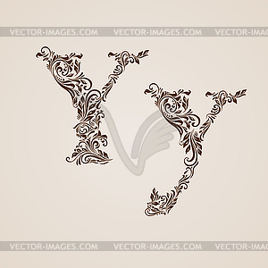 Decorated letter y - vector image