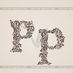 Decorated letter p - stock vector clipart