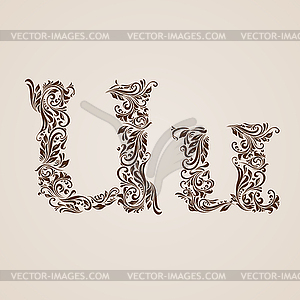 Decorated letter u - vector image