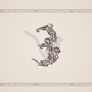 Decorated three digit on beige - vector EPS clipart