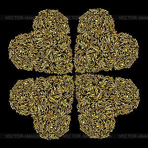 Decorated golden heart - vector clipart