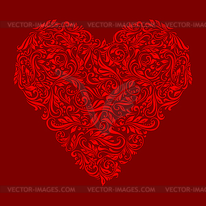 Decorated red heart - vector clip art