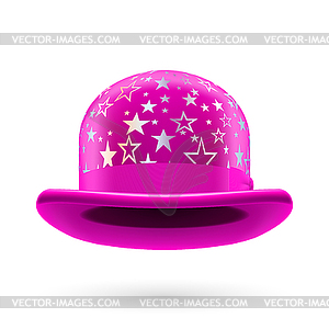 Magenta starred bowler hat - vector EPS clipart