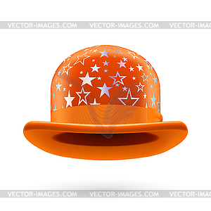 Orange starred bowler hat - vector clipart