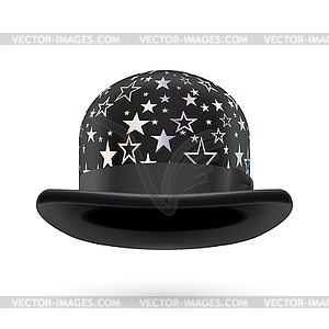 Black starred bowler hat - vector clipart