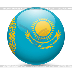 Round glossy icon of Kazakhstan - vector image