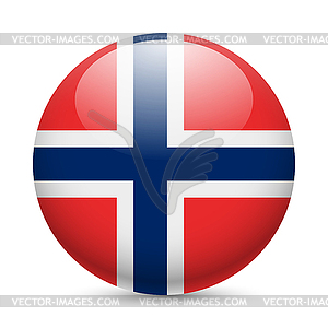 Round glossy icon of Norway - color vector clipart