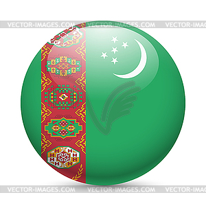 Round glossy icon of Turkmenistan - vector clipart