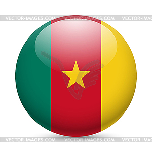 Round glossy icon of Cameroon - vector image