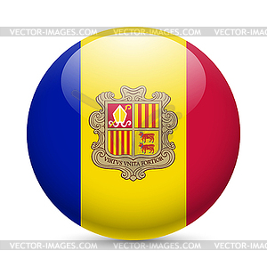 Round glossy icon of Andorra - vector image