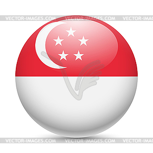 Round glossy icon of Singapore - vector image