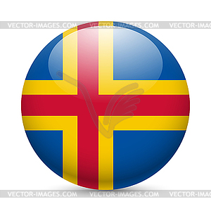 Round glossy icon of Aland Islands - vector clipart