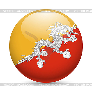 Round glossy icon of Bhutan - vector image