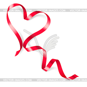 Heart made of red ribbon - vector image