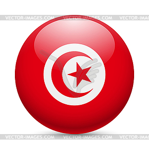 Round glossy icon of Tunisia - vector image