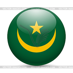 Round glossy icon of Mauritania - vector image