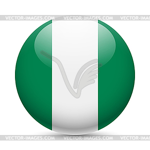 Round glossy icon of Nigeria - vector clipart