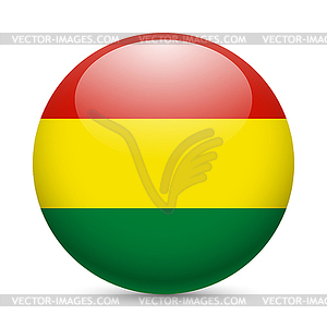 Round glossy icon of Bolivia - vector image