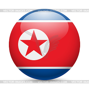 Round glossy icon of North Korea - vector image