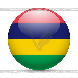 Round glossy icon of Mauritius - color vector clipart