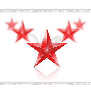 Five red stars in shape of wedge - vector clip art