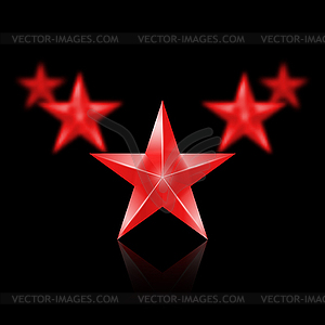 Пять красные звезды в форме клина на черном - изображение в векторном виде
