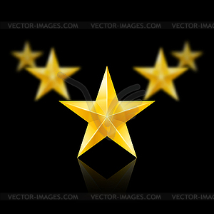 Пять золотых звезд в форме клина на черном - векторный дизайн