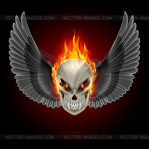 Flaming mutant skull - vector clipart