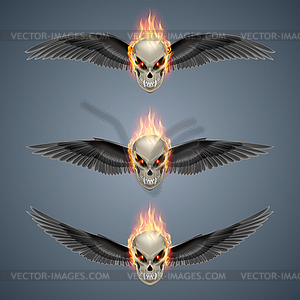 Flaming mutant skulls - vector clipart