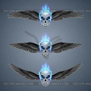 Flaming mutant skull - vector clip art