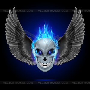 Flaming mutant skull - vector clip art