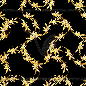 Golden floral pattern on black - vector EPS clipart