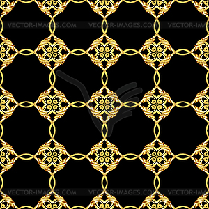Asian golden pattern on black - vector clipart