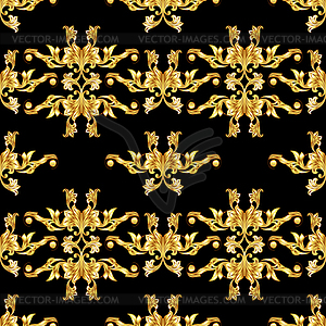 Golden floral pattern on black - vector clipart