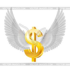 Летающий доллар - изображение векторного клипарта
