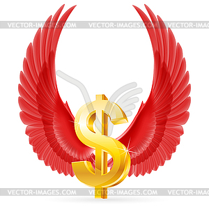 Flying dollar - vector image