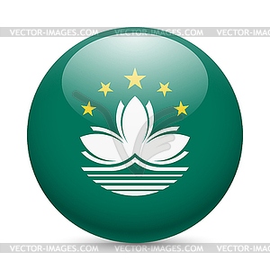 Round glossy icon of Macau - vector image