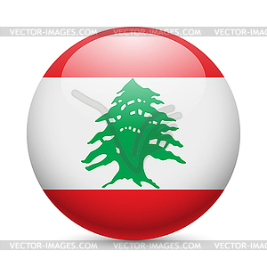 Round glossy icon of Lebanon - vector clip art