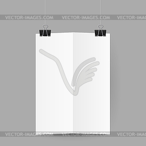 White sheet of paper folded in half handing on blac - vector clipart