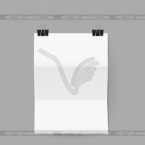 Sheet of paper folded in three hanging on paper - vector image