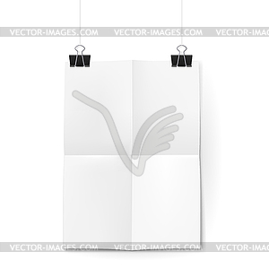 Sheet of paper folded in four hanging on binder - royalty-free vector image