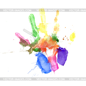 Handprint in vibrant colors - vector image