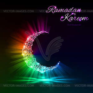 Greeting card of holy Muslim month Ramadan with - vector clipart